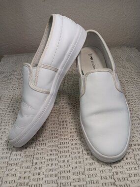 Lacoste 'Gazon BL 1' Women's White Leather Slip On Sneakers sz 9.5